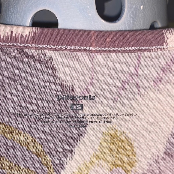 Patagonia Organic Cotton Scoop Neck Leaf Print 1/2 Sleeve Tee Size XS - Picture 3 of 4